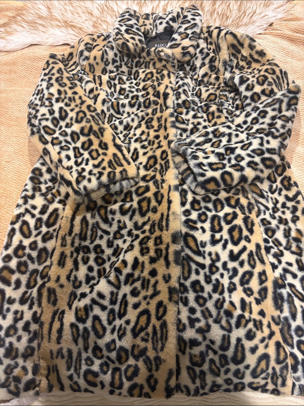 Badgley Mishka Leopard Print Faux Fur Coat